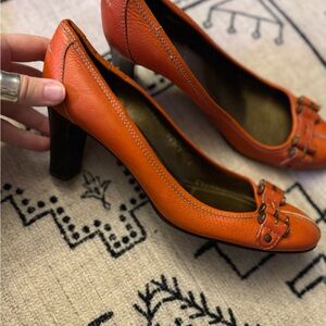 J. Crew Orange Leather Heels